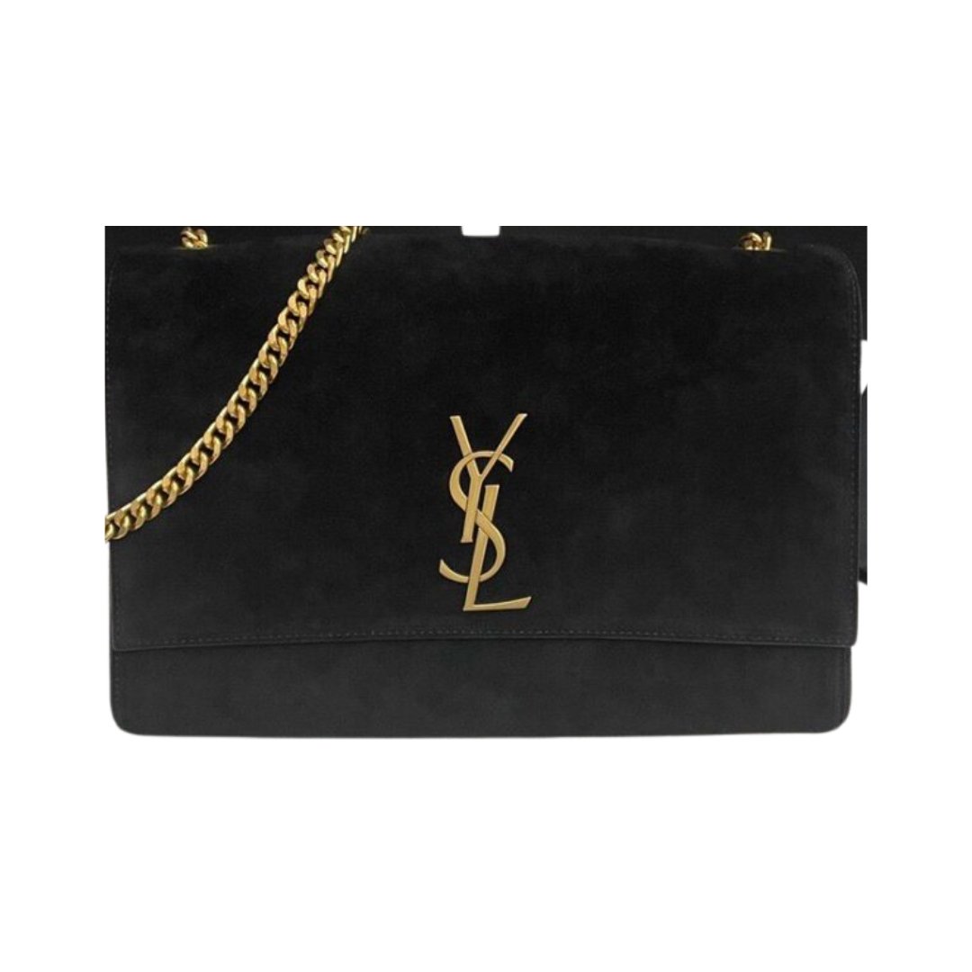 Kate Wendetasche aus Veloursleder und Glattleder Schwarz 28,5 cm