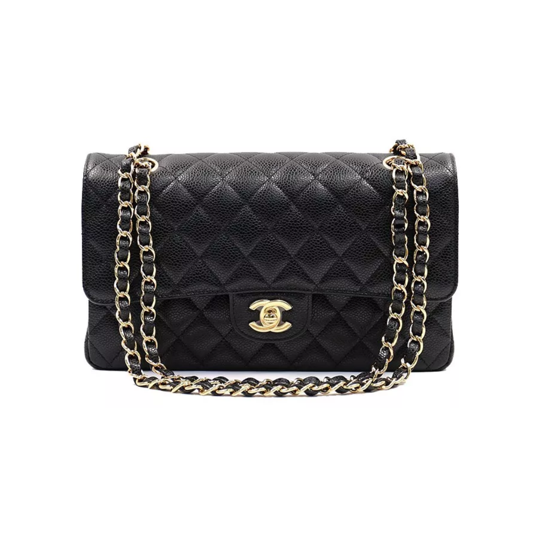 Medium Grained Calfskin & Gold-Tone Metal 25,5cm