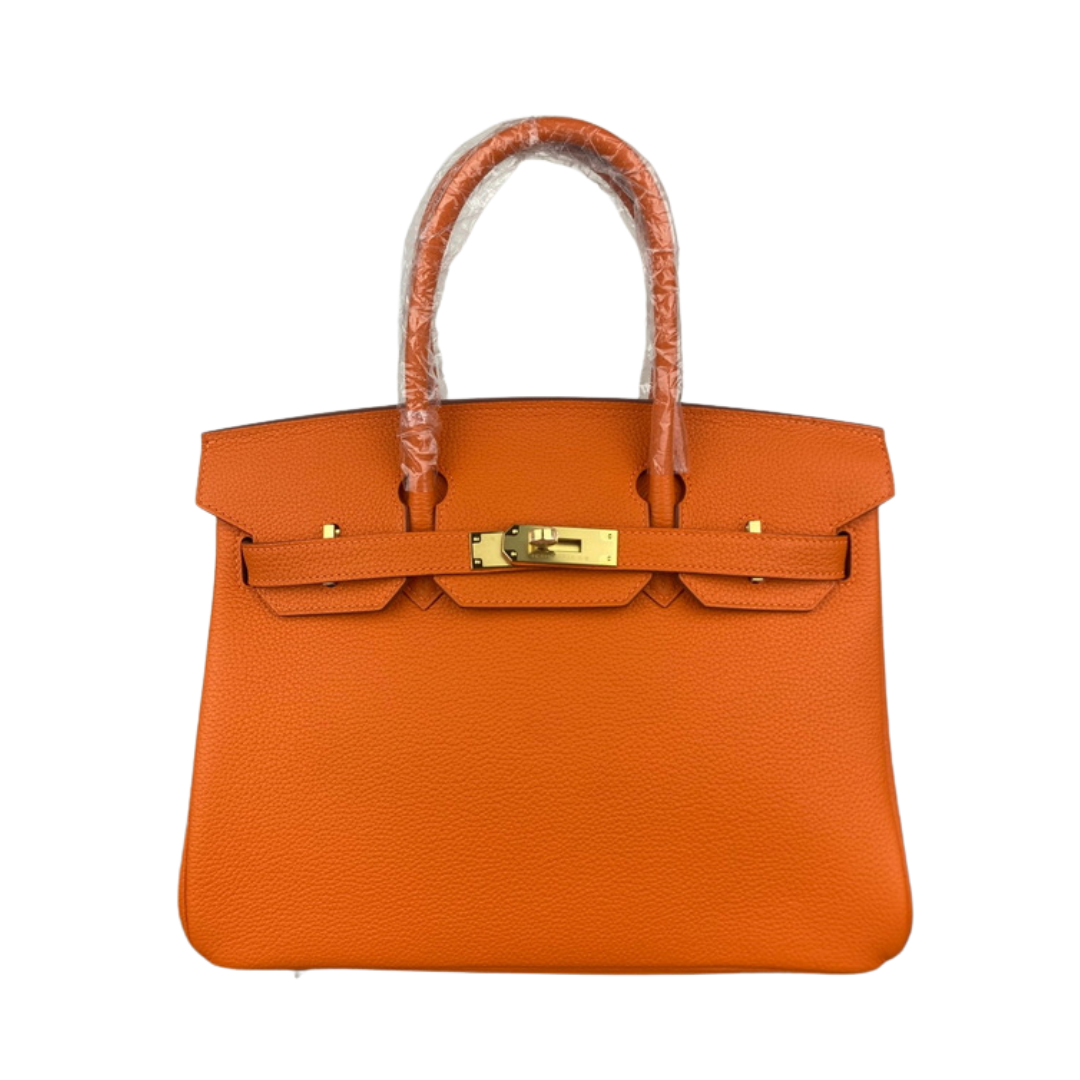 Birkin 30 Abricot Orange Apricot Epsom Leder mit Goldbeschlägen