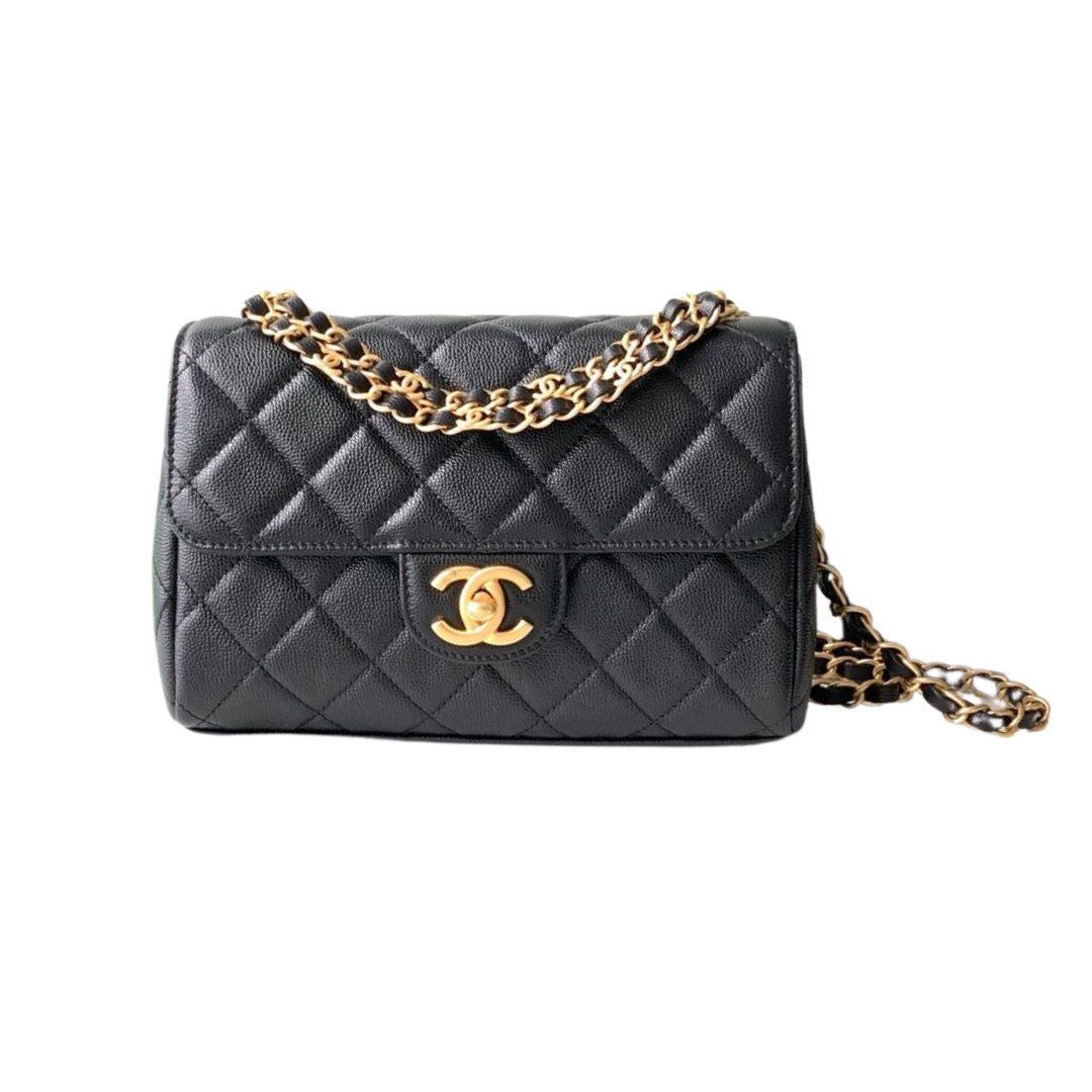 Flap Bag Schwarz 19cm