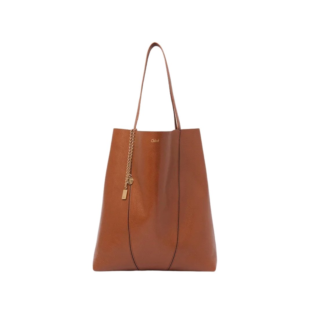 Große Spin Tote-Tasche aus genarbtem Leder