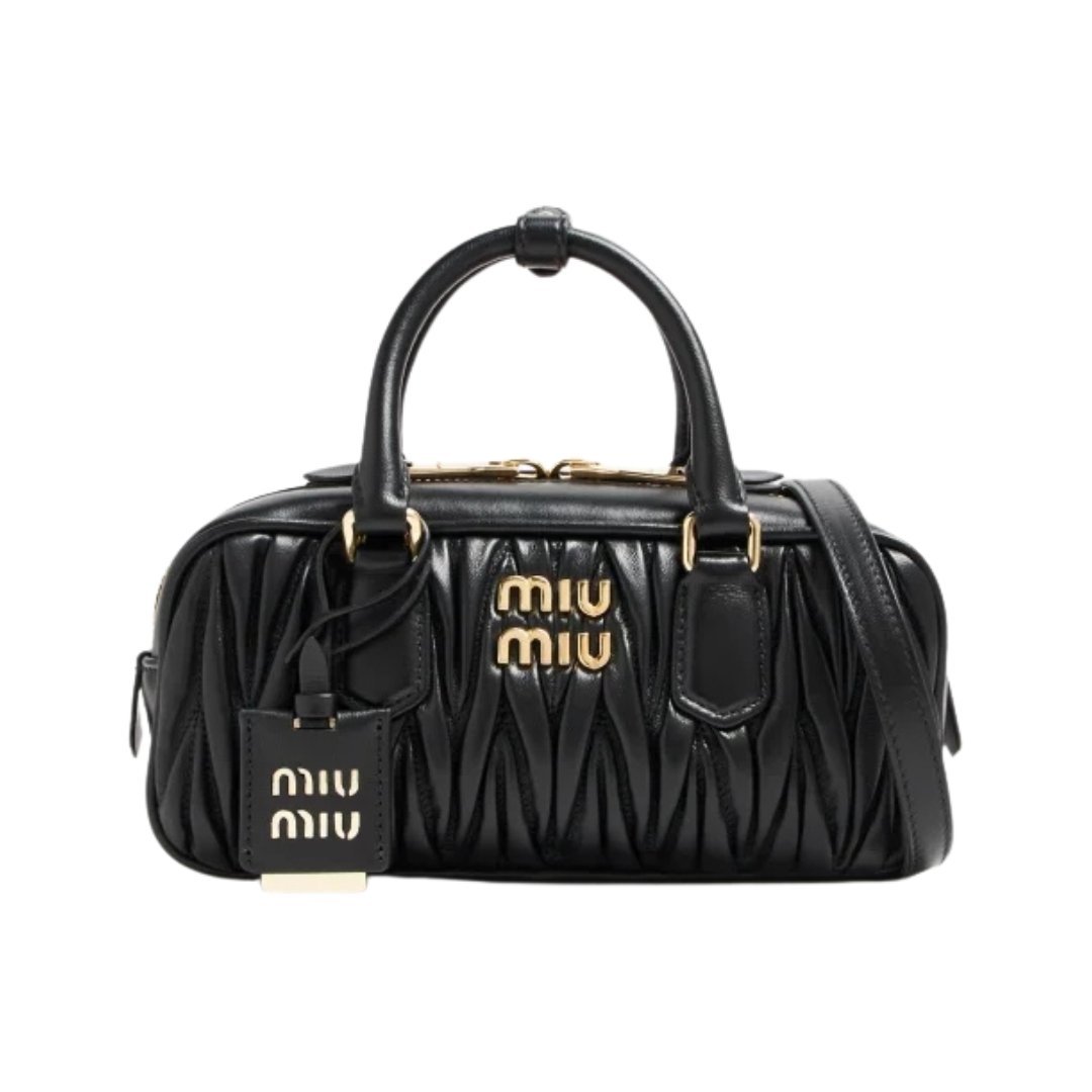 Schwarz Matelassé-Leder 22cm
