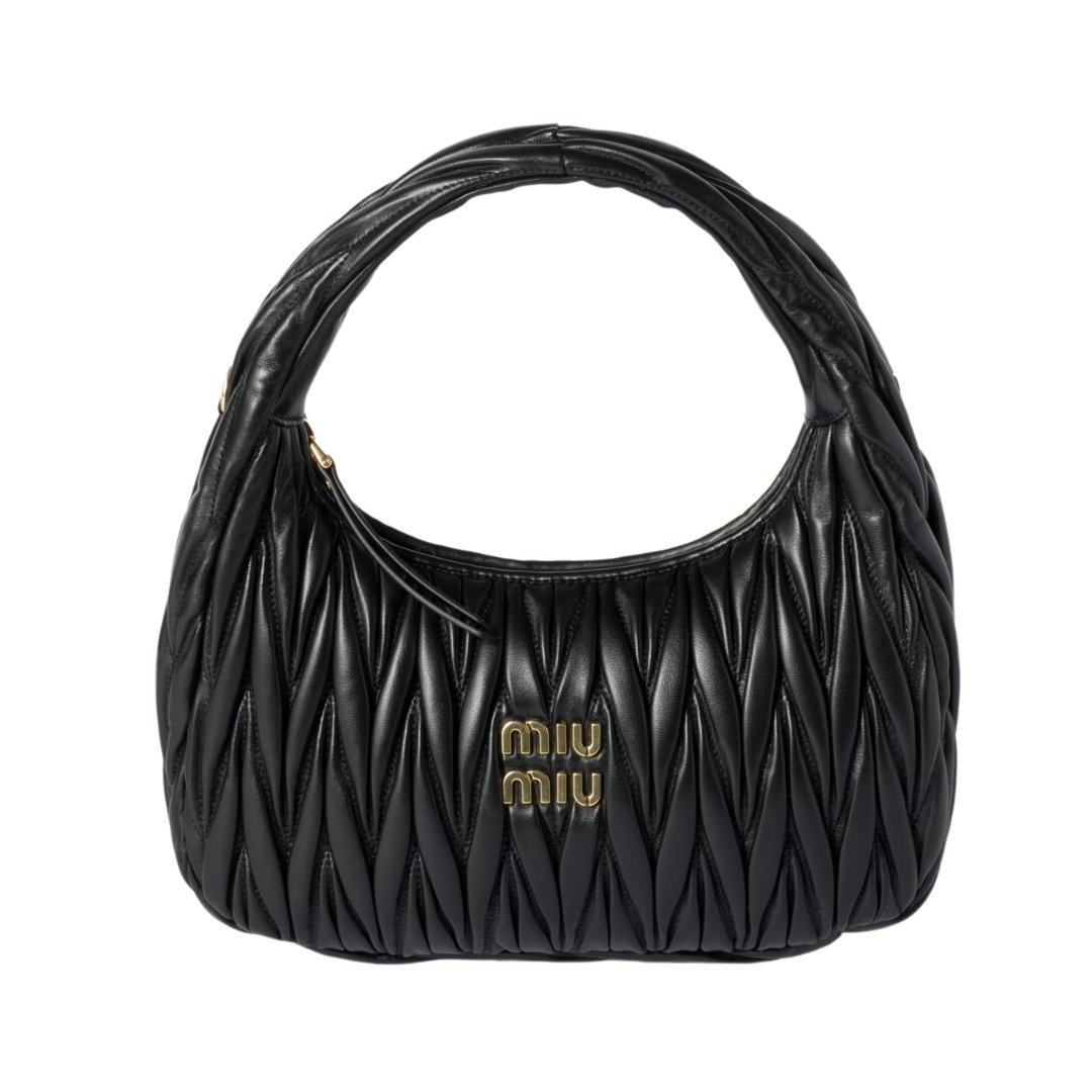 Wander-Nappa-Leder-Hobo Schwarz 18cm