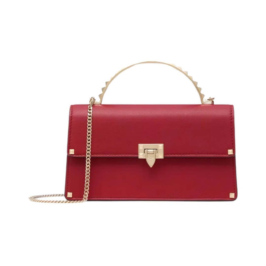 Mini Rockstud Kalbsleder Rosso Valentino 19cm